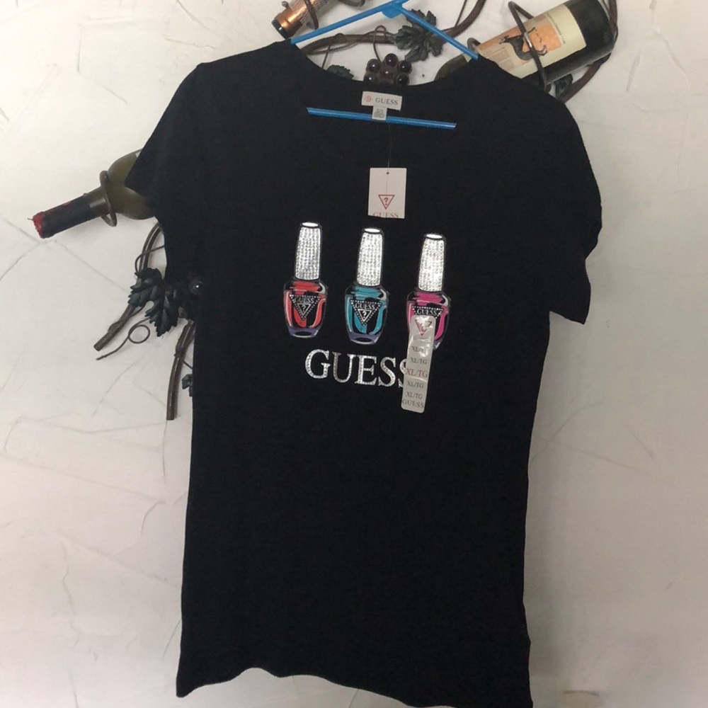 Black Guess Nail Polish T-Shirt